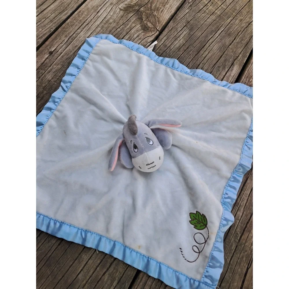 Disney Baby Eeyore Security Blanket Lovey Plush Satin Trim Blue Winnie Pooh 14 C